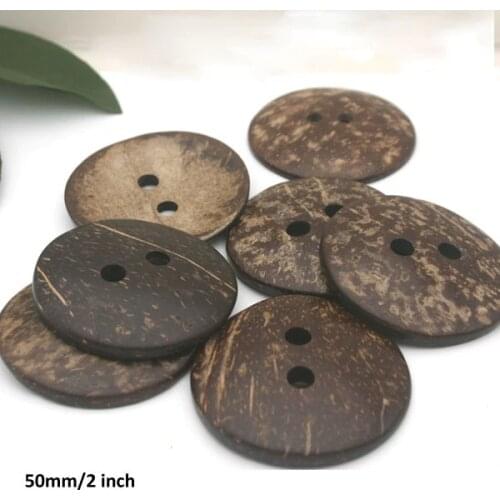 50pcs Wooden Button big large 50mm 2inch 2 hole natural coconut buttons sewing buttons COCO001