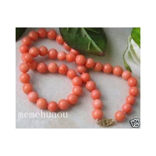 Free Shipping Hot sale >>7mm pink coral beads Charming necklace 18 "