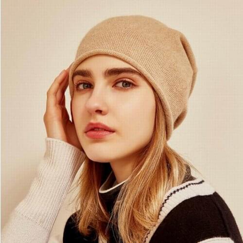 Bogeda New Pure Cashmere Hat Women Camel Red Beanies Winter Warm Cap Natural Fabric Soft Warm Hats Girl Gift Free Shipping