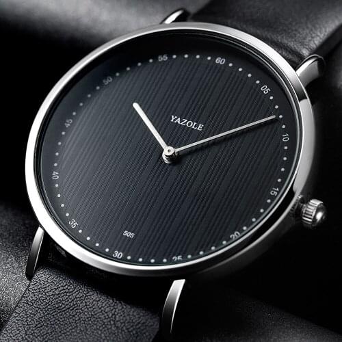 YAZOLE Mens Watch Fashion Men Clock Waterproof Simple Dial Casual Elegant Leather Quartz Watches Reloj Hombre Relogio