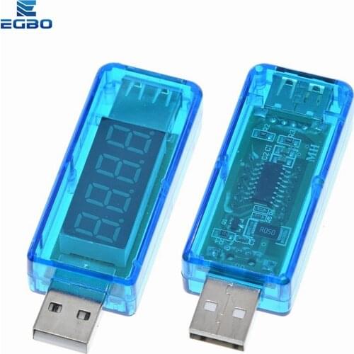 1PCS Digital USB Mobile Power charging current voltage Tester Meter Mini USB charger doctor voltmeter ammeter Straight blue