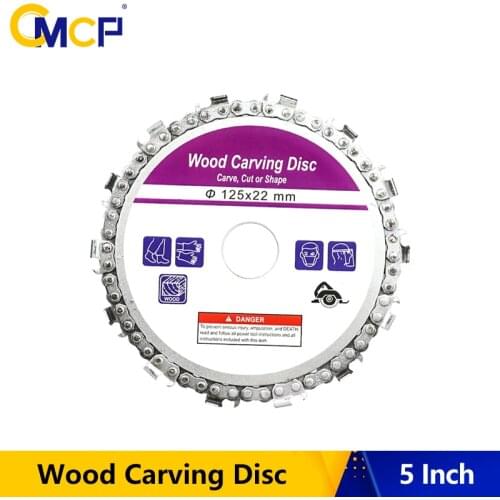 CMCP 5Inch Wood Carving Disc Woodworking Chain Grinder Chain Saws Disc 14 Drive Wood Chain Plate Tool For 125mm Angle Grinding