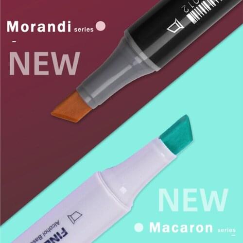 Finecolour Art Alcohol Oil Marker Dual Heads Macaron/Morandi/Candy Series 12/24/36 Colors EF100/101/102/103 Anime Hand Drawn