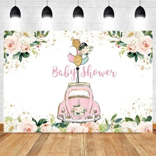 Yeele Cartoon Wreath Flowers Car Ballon Baby Showr Photography Backdrop Photographic Decoration Backgrounds For Photo Studio