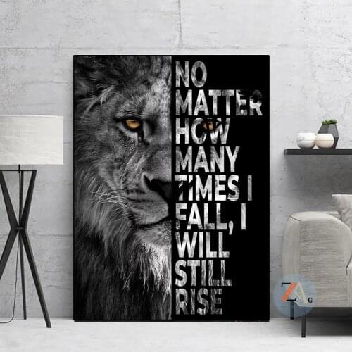 Lion Animal Canvas Poster Motivational Quotes Wall Art Print Painting Nordic Style Decorative Picture Modern Home Room Decor