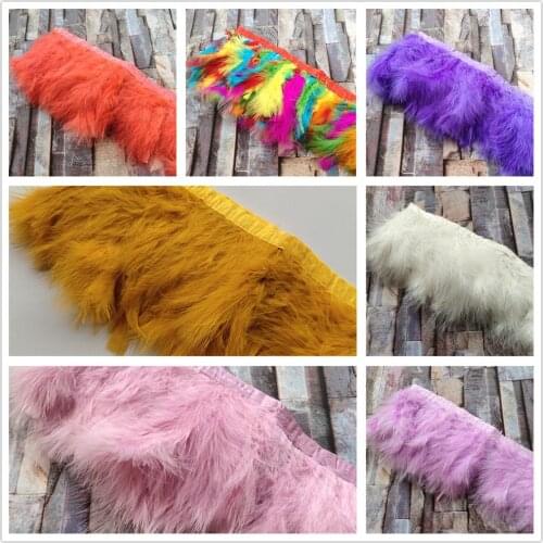 Hot 7 Color Wholesale 50 yards 13-17 cm natural Turkey fluff feathers ribbon For Dress/Clothes Accessory Decoration