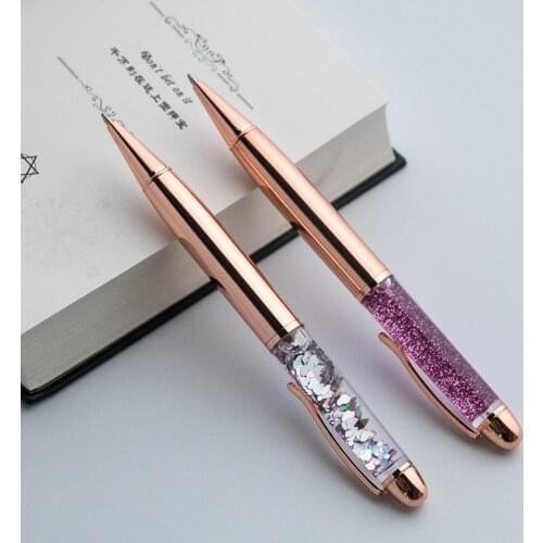 Metal Ballpoint Pen Quicksand Sequin Signature Pen Business Office Gift Pen Ballpen School Office Supplies Stationery Student