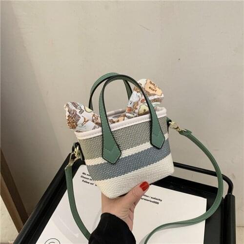 Fashion portable woven bag with handle female crossbody bags large capacity retro single shoulder messenger bag