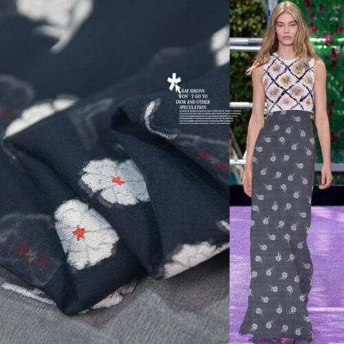 Fashion floral print pure silk georgette silk fabric soft for girls summer dress,SCG690