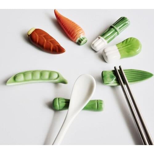 New Creative Fashion Kitchen Tableware Diverse Cute Vegetable Shape Ceramic Chopsticks Holders Practical Chopsticks Holder Stand
