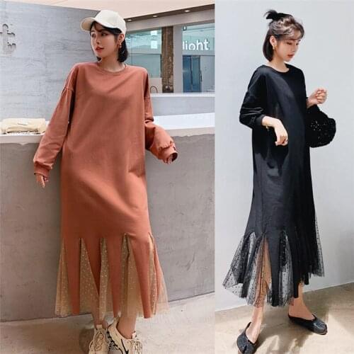 2020 New Spring Thin Irregular Dress Womens Autumn and Winter Plus Velvet Sweatshirt Dress Loose Large Size Retro Spliced Y373