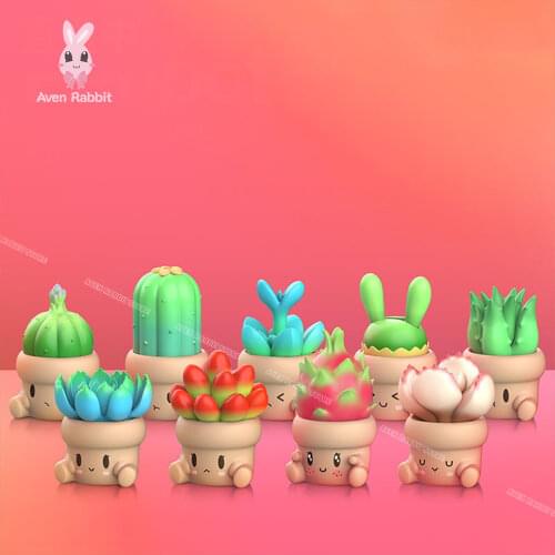 Aven Rabbit Succulents Series Blind Box Lovely Doll Guess Bag Girls Gift Box Plant Home Decor Desk Decoration Free Shipping