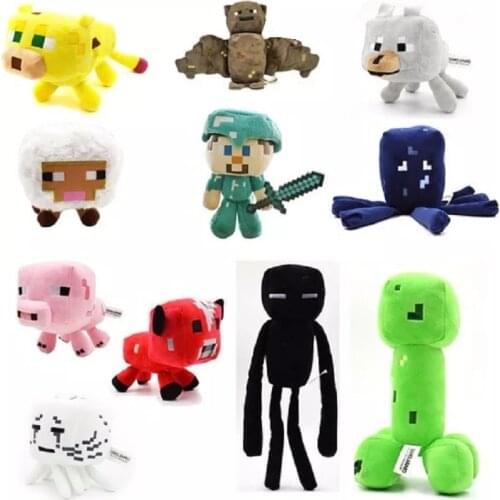 Plush Toys Doll Creeper steve Zombie Bat Squid Mooshroom Enderman Ocelot Pig Baby Sheep spider minecrafte Kid Birthday Gift Toy