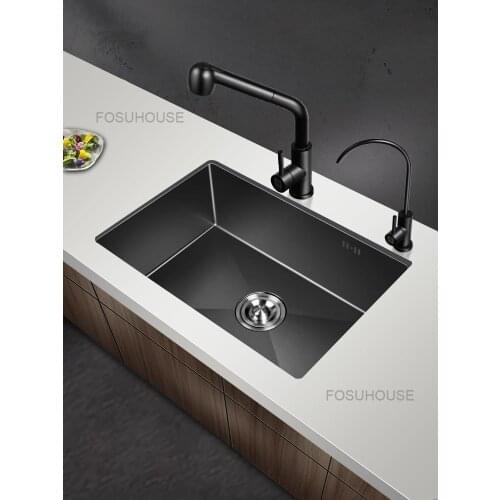 Nano Handmade Sink 4mm Single Thickened 304 Stainless Steel Black Kitchen Sink under the Sink stainless steel sink