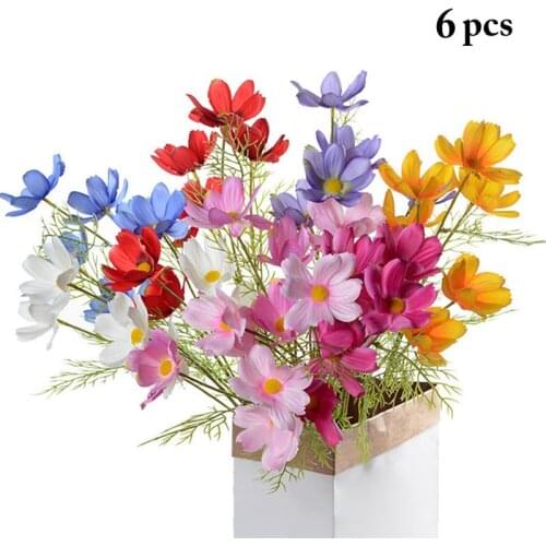 6 PCS Realistic Artificial Flowers Decor Colorful Faux Fake Flowers Decoration For Living Room Wedding Engagement Party Events