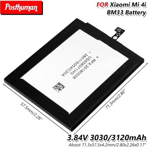 Generic BM33 3.84V 3120mAh Rechargeable BM 33 Li-Po Battery For Xiaomi Mi 4i Mi4i Rechargeable Lithium Li-Po phone battery