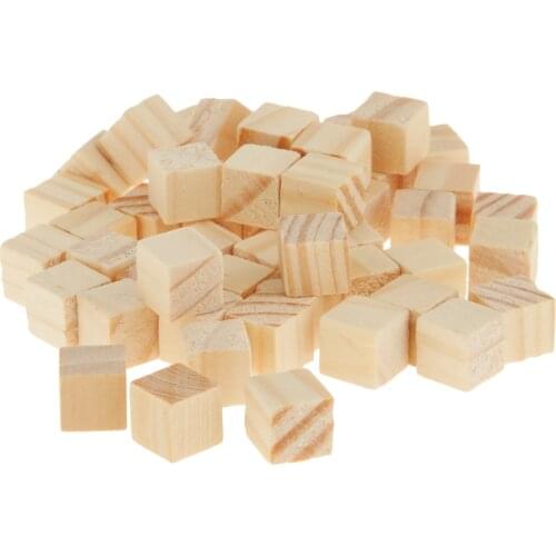 Pack of 50 Wooden Cubes, Unfinished Blank Square for Painting,Decorating Art Project