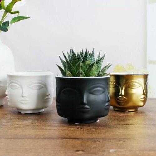 Vase Creative Design Flower Pot Nordic Style Ceramic Ornaments for Table Flower Face Aromatherapy Candle Cup