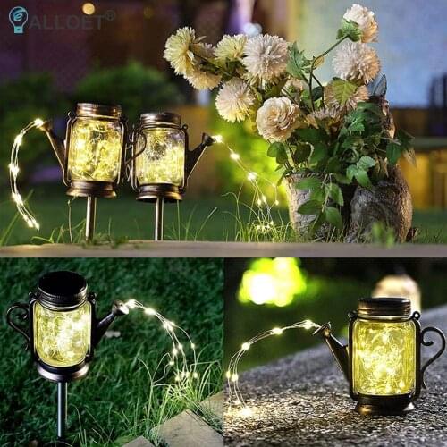 2pcs Waterproof Outdoor Suspend Shower LED Solar Mason Jar Kettle Light Garden Courtyard Park Square Landscape Decorative Light