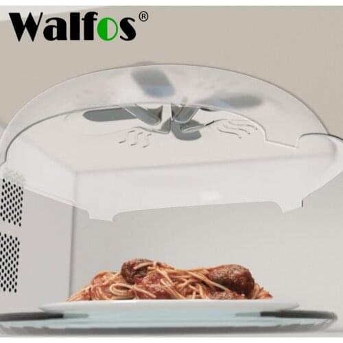 Walfos Magnet Food Splatter Guard Microwave Hover Anti-Sputtering Cover With Steam Vents Magnetic Splatter Lid Heat Resistant