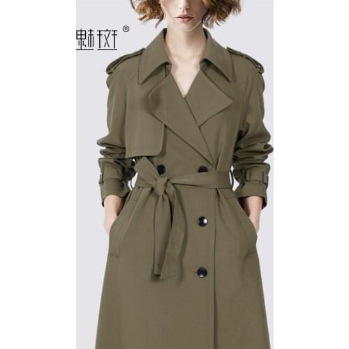 Womens medium and long windbreaker womens clothing autumn 2021 new slim double breasted British style thin coat