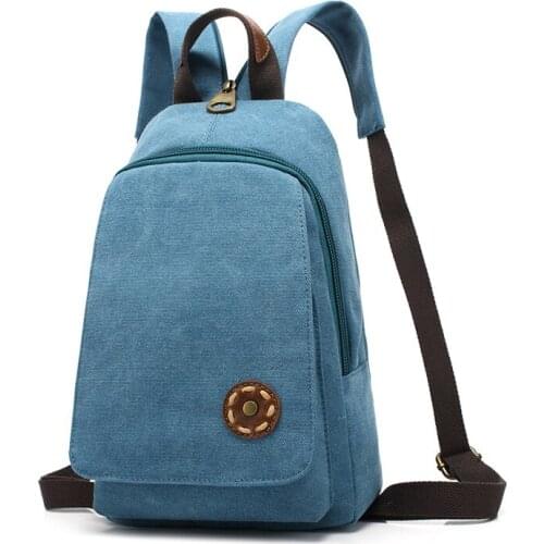 Women Backpack Simple Chest Pack Small Vintage Canvas Backpacks School Bags Casual Travel Mochila One Shoulder Strap Rucksack