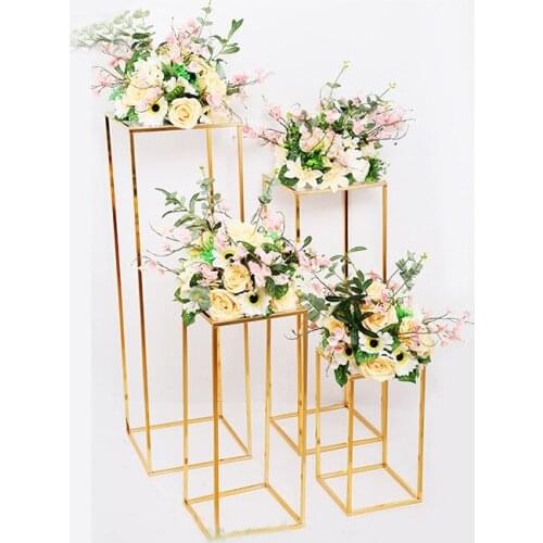 Gold wedding decoration 4pcs/set Iron geometric placed props road lead T station supplies rectangle wedding plinth