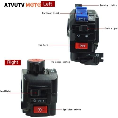 1pair 22mm 7/8 Motorcycle Switches Horn Button Turn Signal Light Start Switch Handlebar Electric Controller For QS125-A QS150-B