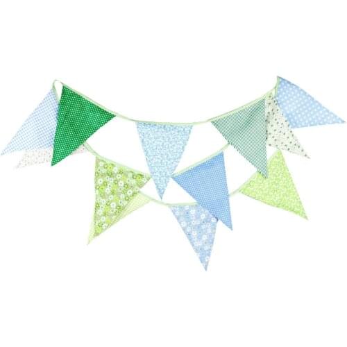 1pcs 3.6M Green Blue Rural Cotton Bunting Banners Children Birthday Party Decoration Flags Wedding Favor Pennant Baby Room Decor
