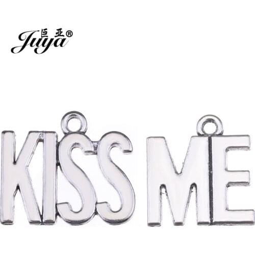 10pcs/lot 18x22/19x18mm Lover Couples KISS ME Alphabet Charms Pendants Ancient Alloy Jewelry Necklace Pendant DIY Making