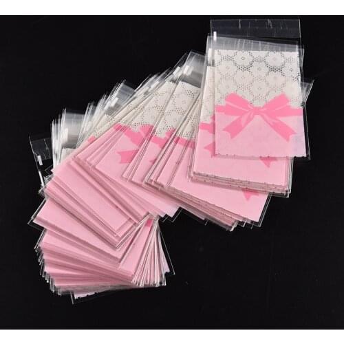 100pcs/lot Mini Flower Lace Self-adhesive Plastic Souvenir Valve Bags For Biscuits Snack