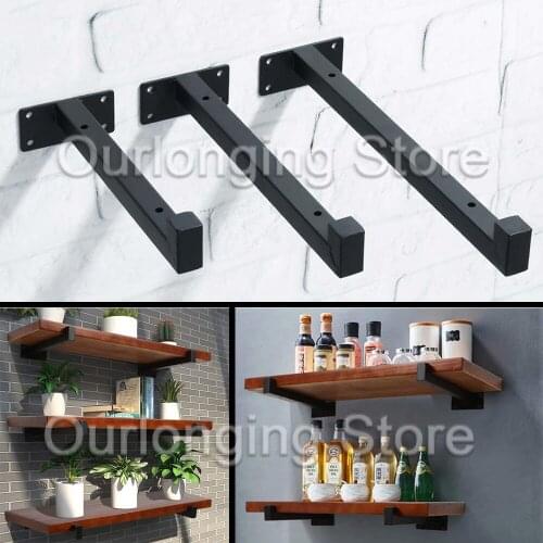 2/4PCS Black Industrial Iron Floating Bracket Heavy Duty Shelf Table Scaffold Board Wall Mounted Multifunctional Home Hardware