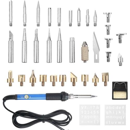 37pcs 60W Engraving Pen Electric Soldering Iron Wood Burning Kit Flipping Word Embossing Pyrography Tool DIY Craft