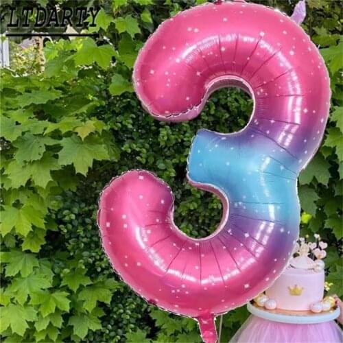 40-inch pink blue dots stars numbers aluminum foil balloons birthday party decoration childrens toys baby shower helium balloon