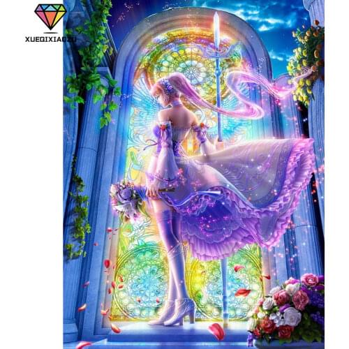 5D DIY Diamond Painting "cartoon Beauty Anime Girl" Complete Round Diamond Embroidery Mosaic Fairytale Home Decoration CD269