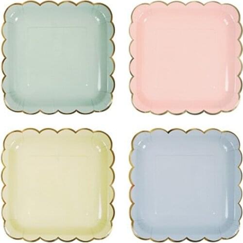 8/ set disposable hot gold plate cake plate birthday party Party ornaments 9 inch disposable kitchenware