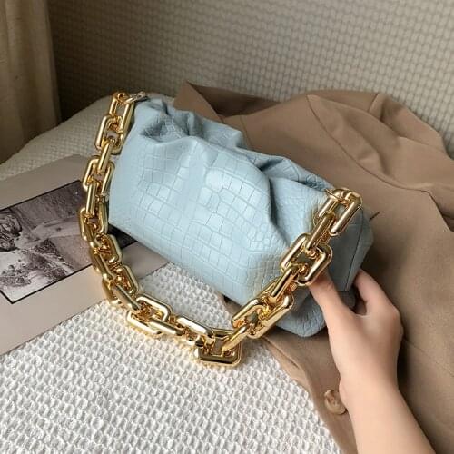 Abay Stone Pattern Small PU Leather Armpit Bags For Women 2021 Shoulder Handbags Female Travel Lady Party Bag Thick Chain