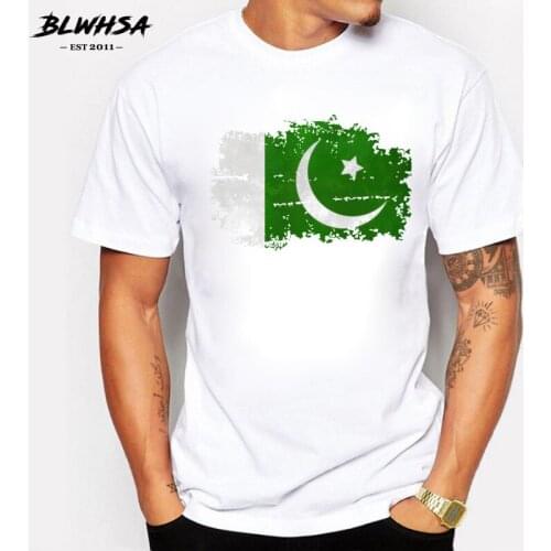 BLWHSA Brand-clothing Summer Men T Shirt Pakistan Flag Print Cotton Nostalgic Style Man T-shirts Pakistan Fans Cheer Men Tops