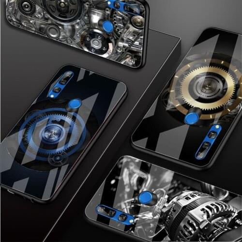 Mechanical Luxury Tempered Glass Phone Case Cover For Huawei Honor 30 20 10 Lite Pro 8X 9 10i