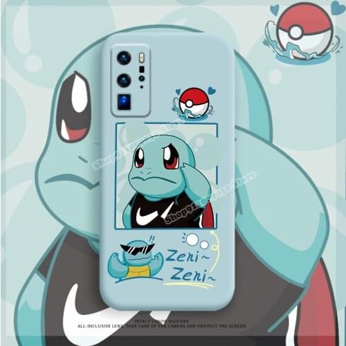 Pokemon Pikachu Squirtle Phone Case for Huawei P20 P30 P40 Pro Anti-fall Silicone Soft Phone Back Covers Cute Cartoon Shell Gift