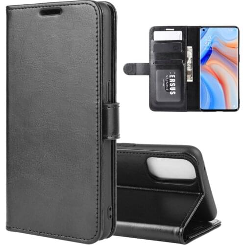 PDNT00 Case for OPPO Reno 4 Pro (6.5in) Cover Wallet Card Stent Book Style Faux Leather Flip Protect Black Reno4+ 4Pro Reno4Pro