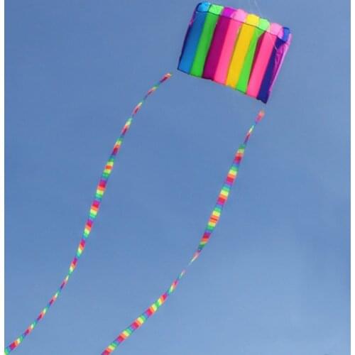 Colorful Eight Hole Parachute Kite With10m Tail Single Line Kite Durable Well Outdoor Toy Kite For Fun Gift For Children Adult
