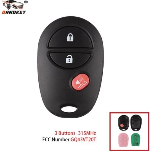 Dandkey GQ43VT20T Replacement 3 Buttons Keyless Entry Remote Key Fob 315MHz For Toyota Tacoma Sienna Sequoia Tacoma 2005-2016