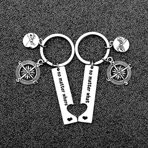 E56A Christmas Birthday Gifts for Women Men - No Matter What No Matter Where Keychain Set Graduation Friendship Gifts