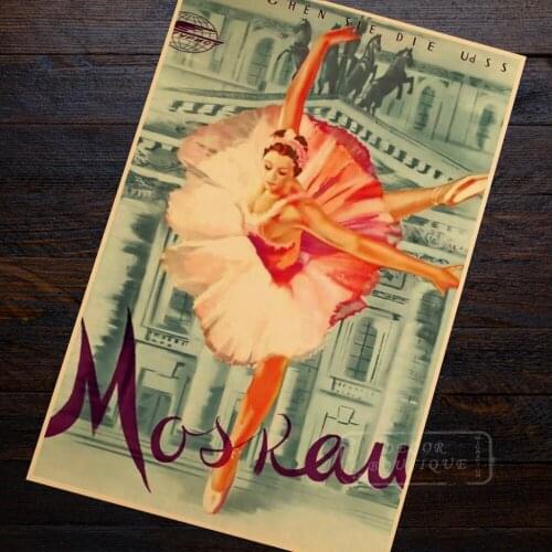 Elegant Dance Ballet Girl Moscow Travel Landscape View Communism Retro Vintage Poster Canvas Wall Art Home Posters Decor