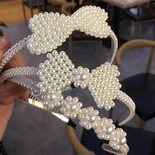 Pearl Design Headband Headwear Baby Girls Hair Accessories Women Elegant Headband Wedding Party Bridal Hair Hoop Headwear