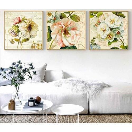 HAOCHU Painting Wall Art Peony Chinese Style Classical Print Poster Birdcage Simple Wall Pictures Canvas For Living Room Decor