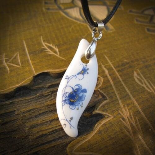 Chinese Style Hand Drawn Pastel Feminino Ceramics Accessories Necklaces Pendants Women Rope Sweater Statement Necklace
