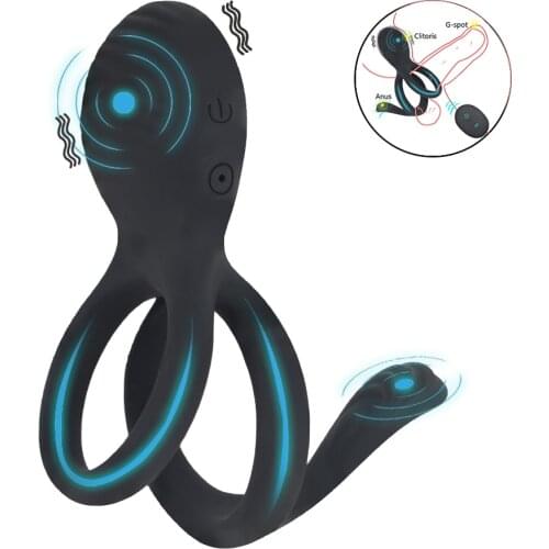 Vibrating Penis Cock Ring 7 Speed Delay Ejaculation Erection Lock Ring Long Lasting Wireless Remote Control Sex Toy for Men