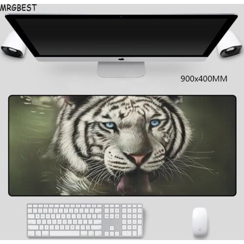 MRGBEST Mouse Pad Large White Tiger Photo Thermal Transfer Anti-slip with Locking Edge Pads PC Laptop Desk Mat for Office Desk